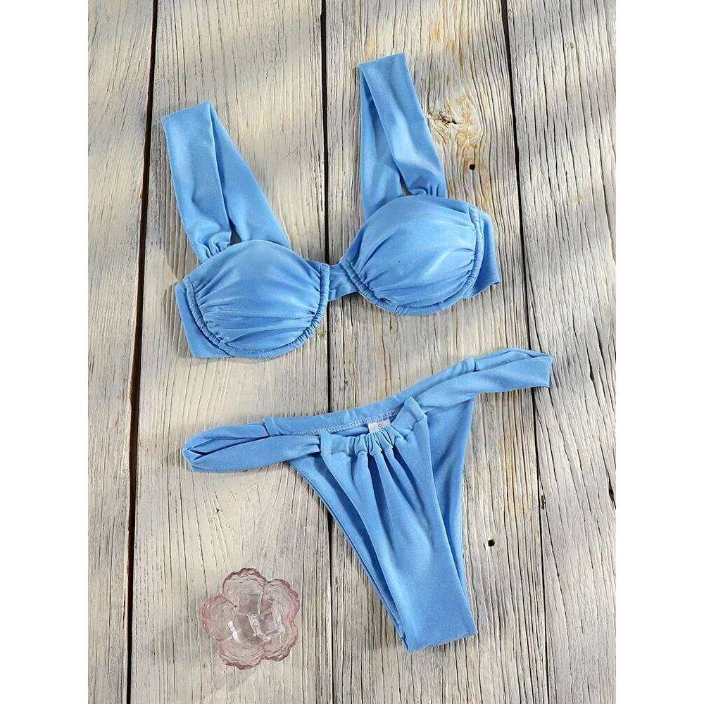 Rinabe Blue Swimsuit For Women Two-Piece Push Up Bikini Set Low Waist Beachwear High Cut Bathsuits Female Swim Suits Z260206