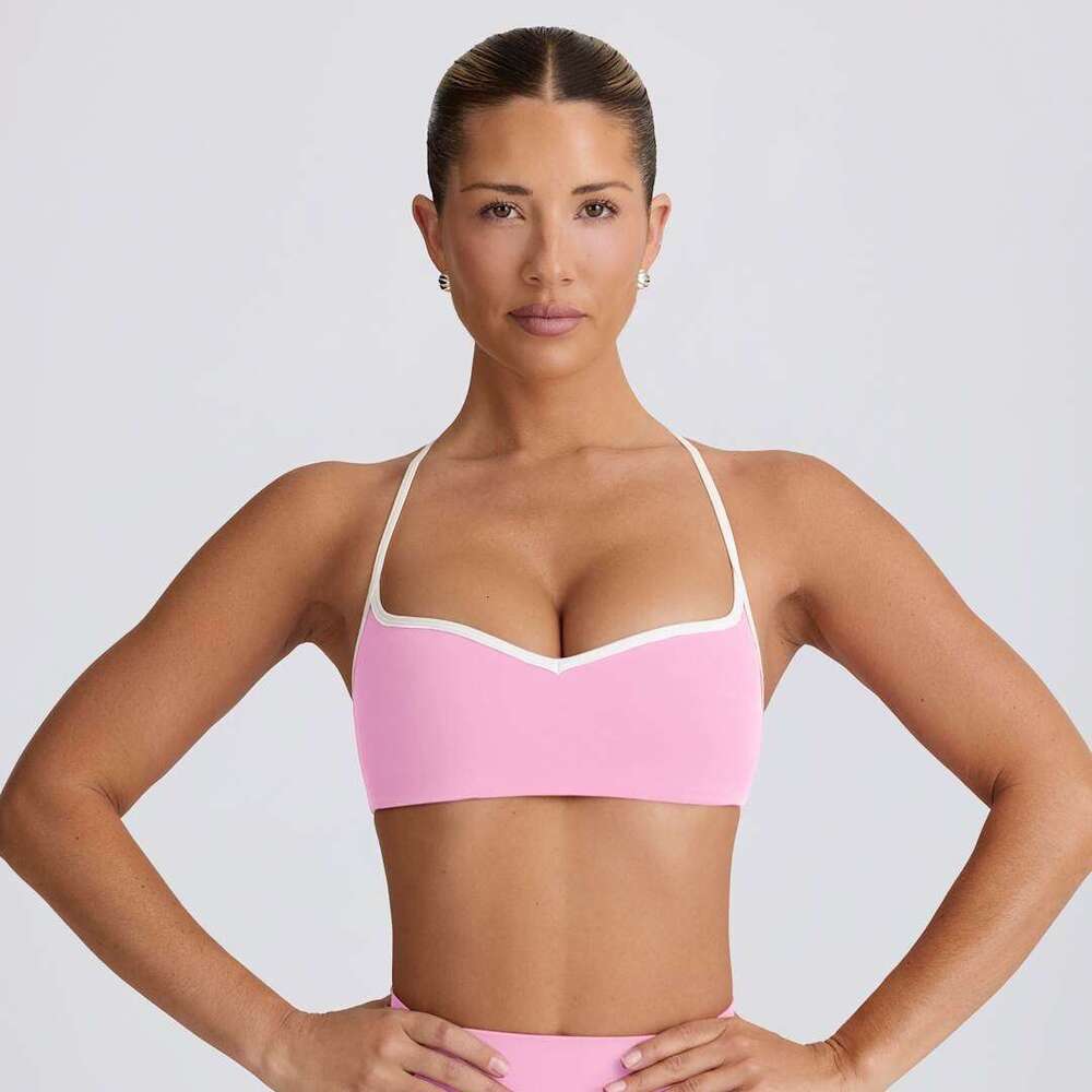 Style Color-Block Thin Camisole Sports Set Pullover High-End Vest Fitness Yoga Pilates European Bra
