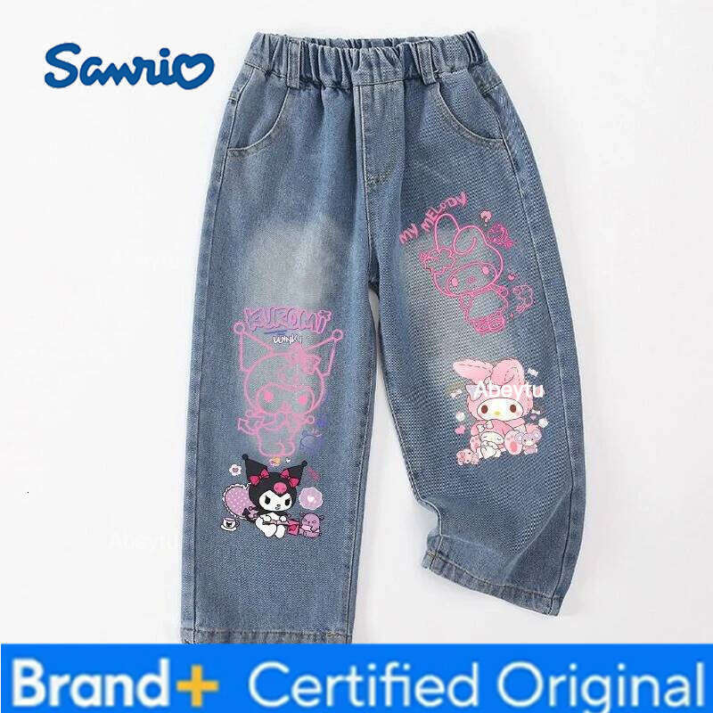 Sanrio Cinnamoroll Boy u Hello Kitty Jeans My Melody Pants Girl Kawaii Straight Trousers Anime Gift H260206