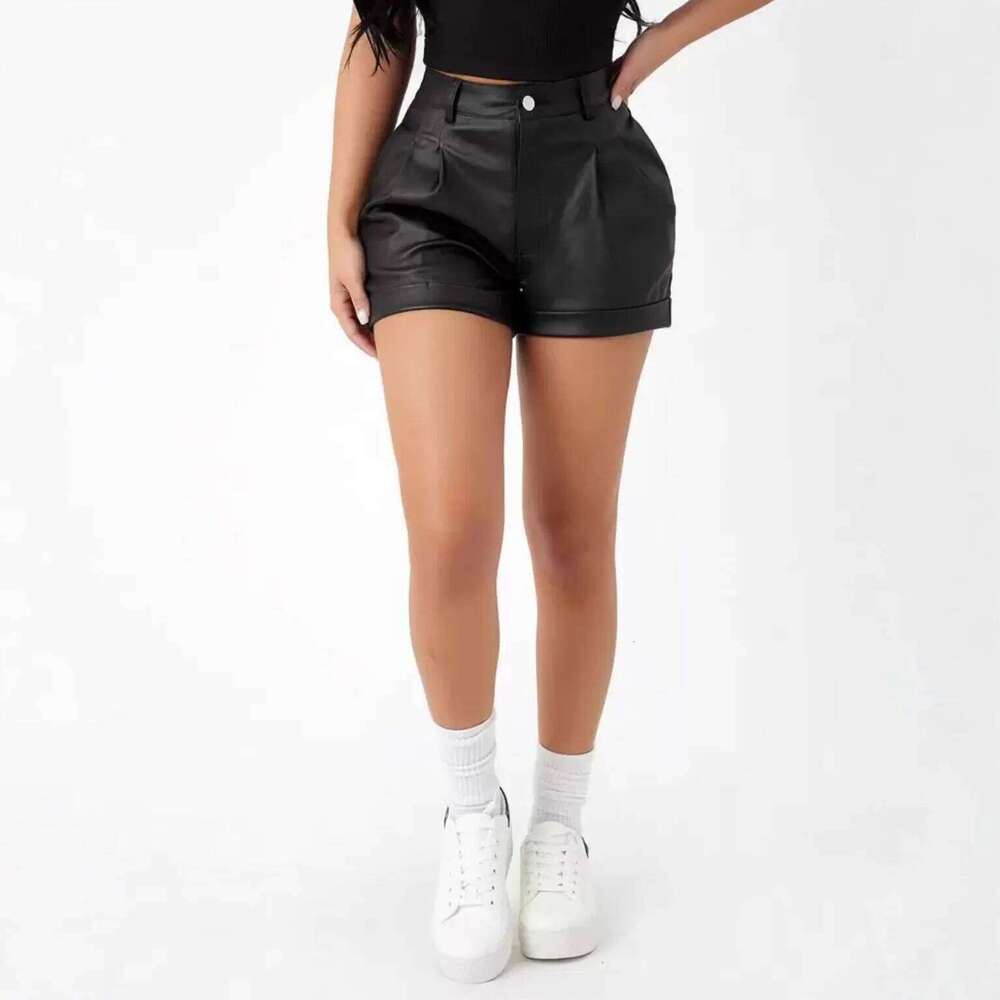 Street Style PU Leather Shorts for Women High Waist Straight Leg Comfortable Casual Fashion Trendy Hot Sale Item Wish XJ260206