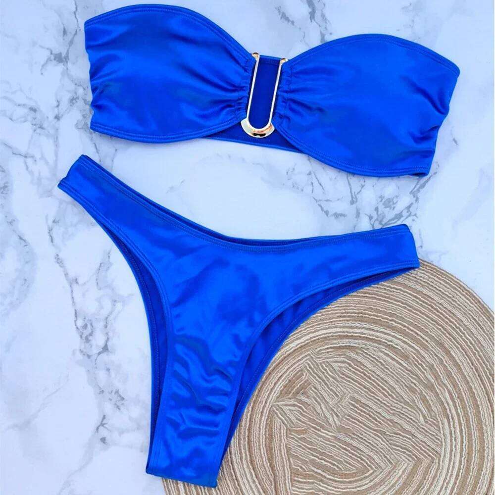 Sexy U Shaped Stapless Swimsuit for Women Bandeau Bikini Mujer 2024 High Cut Bathing Suit Two Piece Bikinis Set Bathers Swim Z260206