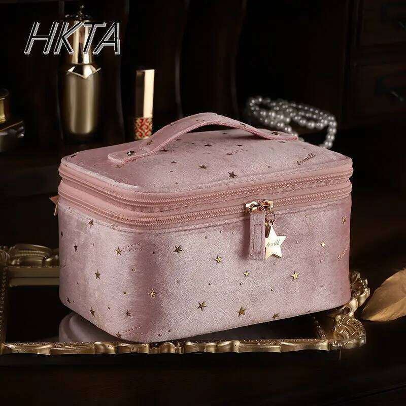 Lolita Embroidery Portable Makeup Women Large Capacity Printing Pink Cosmetic Organizer Bags Ladies Cute Storage Bag Girls Y260206