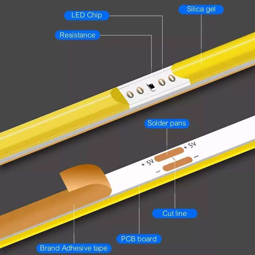 3mm COB Strip Light with Adjustable Color Temperature Warm/White & Dimmable Brightness Knob Switch for TV Backlight, Cabinets Z260206