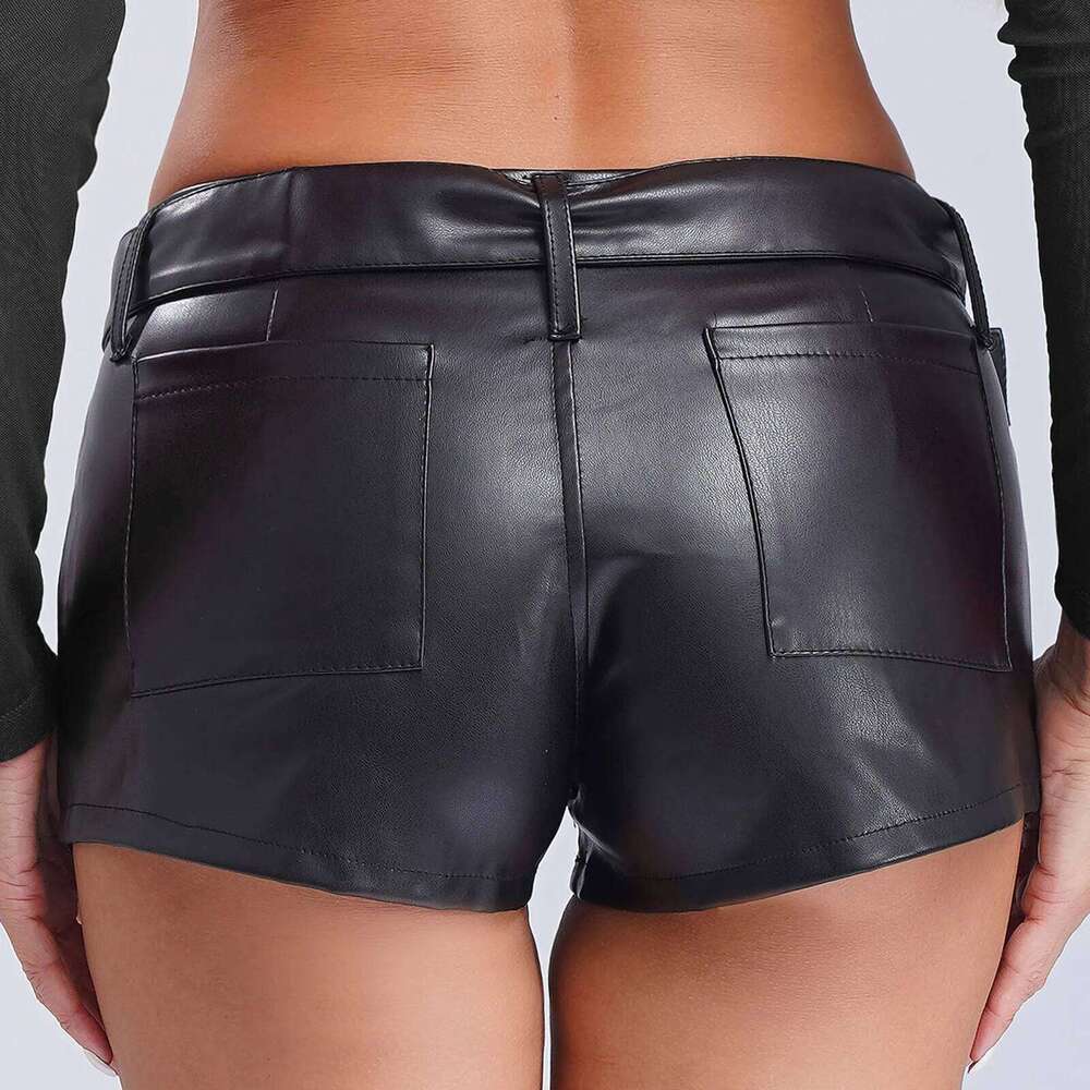 Women Fashion Faux Leather Booty with Belt Hot Pants Rave Carnival Party Shorts for Club Pole Dancing Music Festival XJ260206
