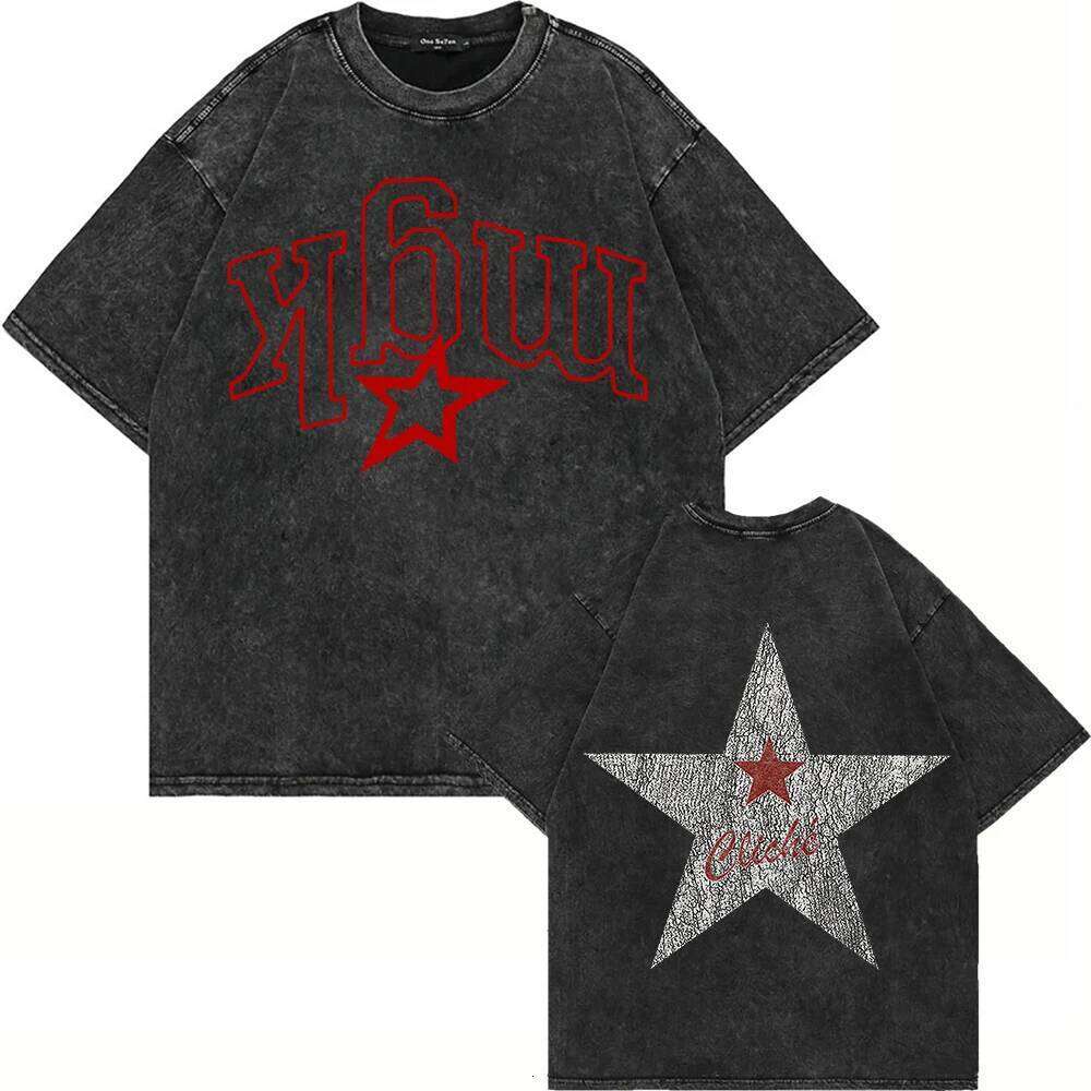 New Arrivals % Cotton Vintage Washed Mgk Lost Americana T-Shirt Summer Fashion Men Streetwear Hip Hop Oversize Acid Wash Tees Shirts Tops Luanyun