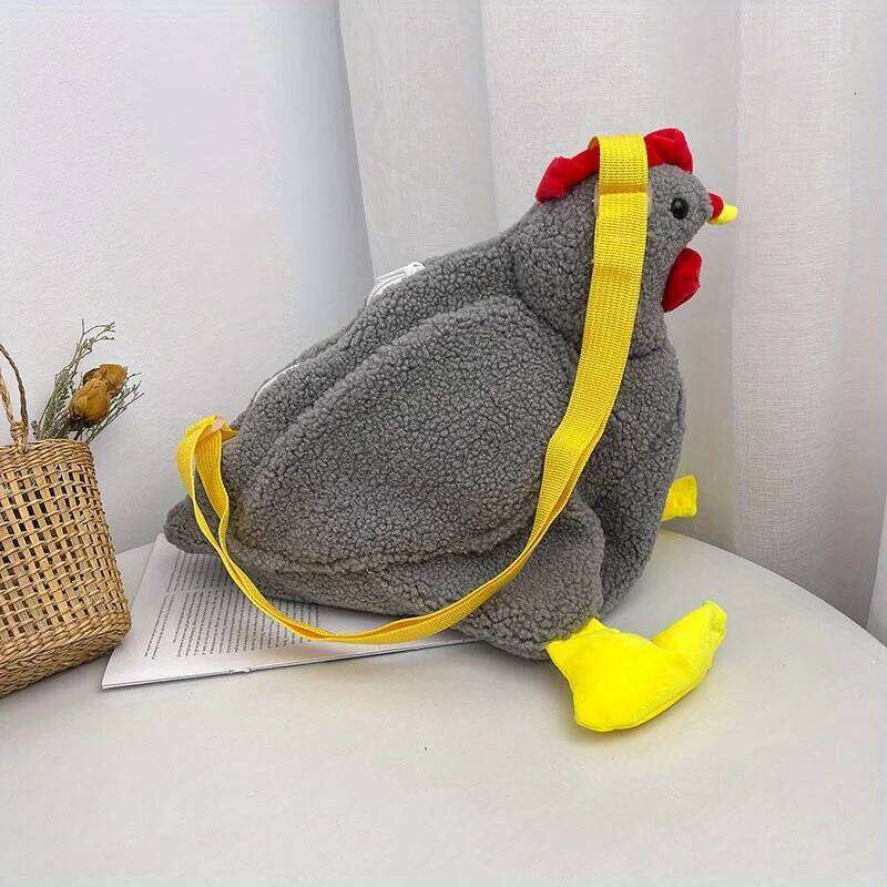 Charming Plush Chicken Crossbody Bag Soft Texture Whimsical Design - Ideal Gift for Animal Lovers & Festive Occasions XJ260129