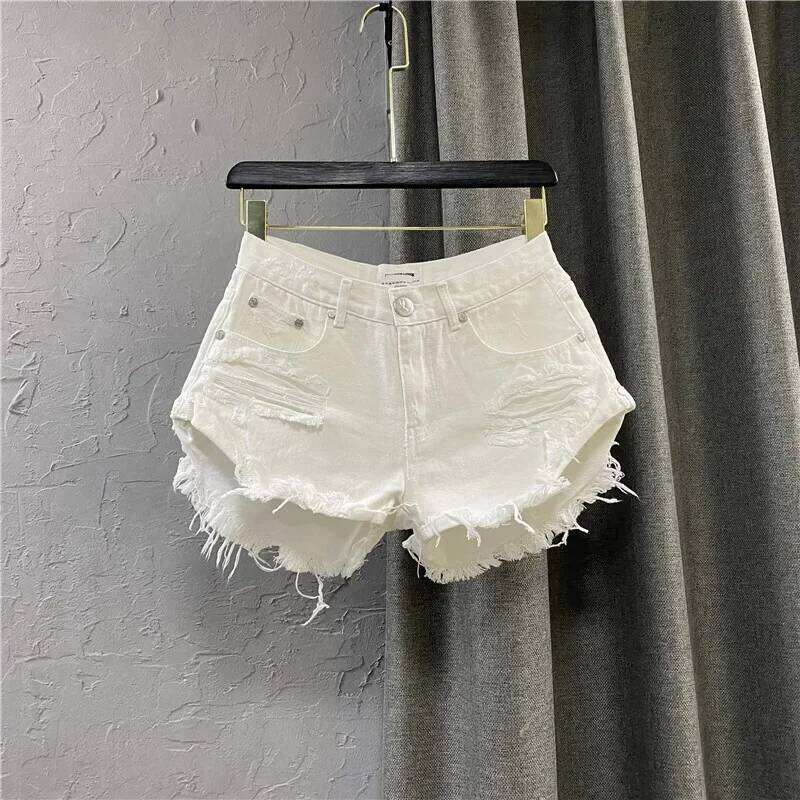Sexy Low-waisted Denim Shorts New Summer Hole A Wide-leg Pants Ripped Jeans For Women C260206
