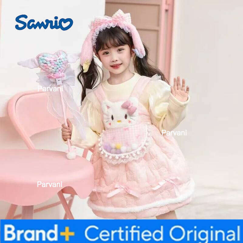 Sanrio Hello Kitty Lolita New Autumn Winter Girls Party Skirt Kids Dress Child Clothes Kawaii Anime Birthday Gift H260206 - view 4