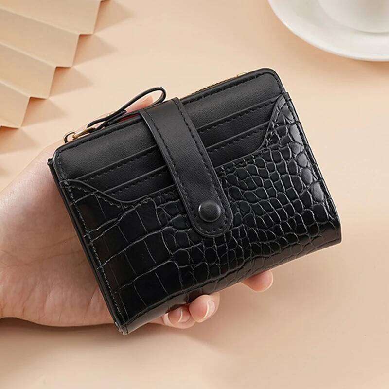 Fashion Women's Wallets PU Leather Crocodile Pattern Purses for Women Cards Holder Wallet and Handbag Short Bifold Purse Ladies Y260206
