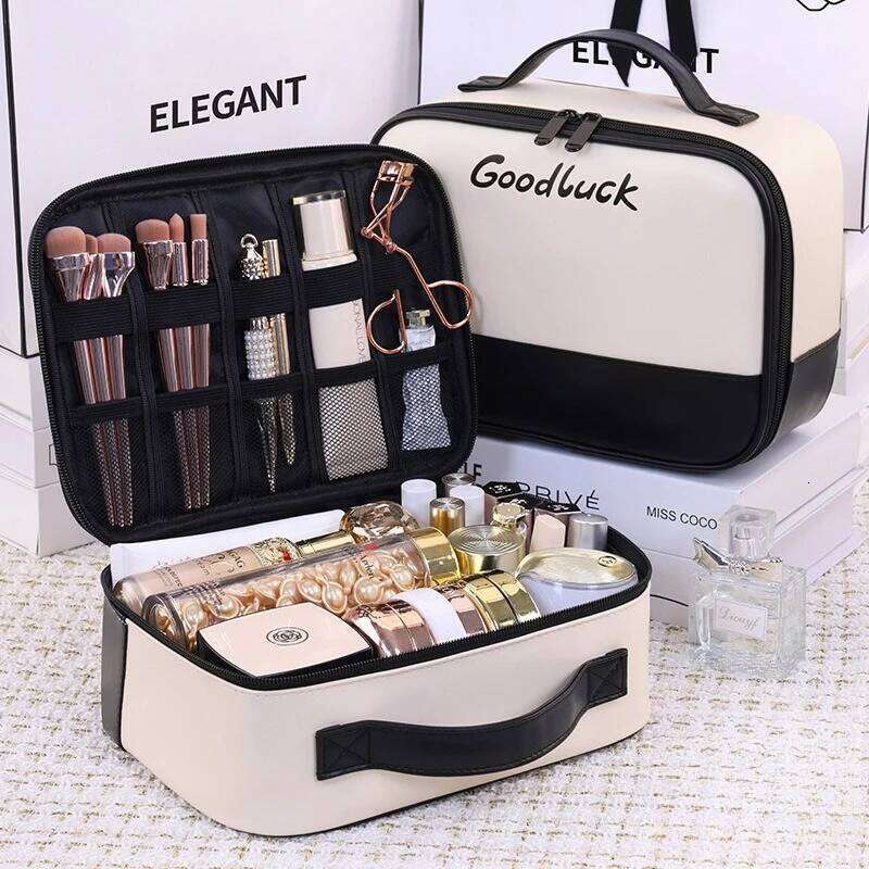 Women's Large Capacity PU Leather Makeup Bag Portable Travel Cosmetic Organizer Toiletry Pouch for Beauty Essentials Y260206