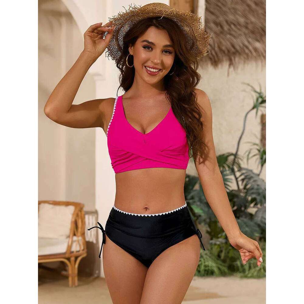 Seashell Handcrafted Crochet Seaside Alluring Gathered Split Bikini Adjustable Halter Triangle Swimsuit Z260206