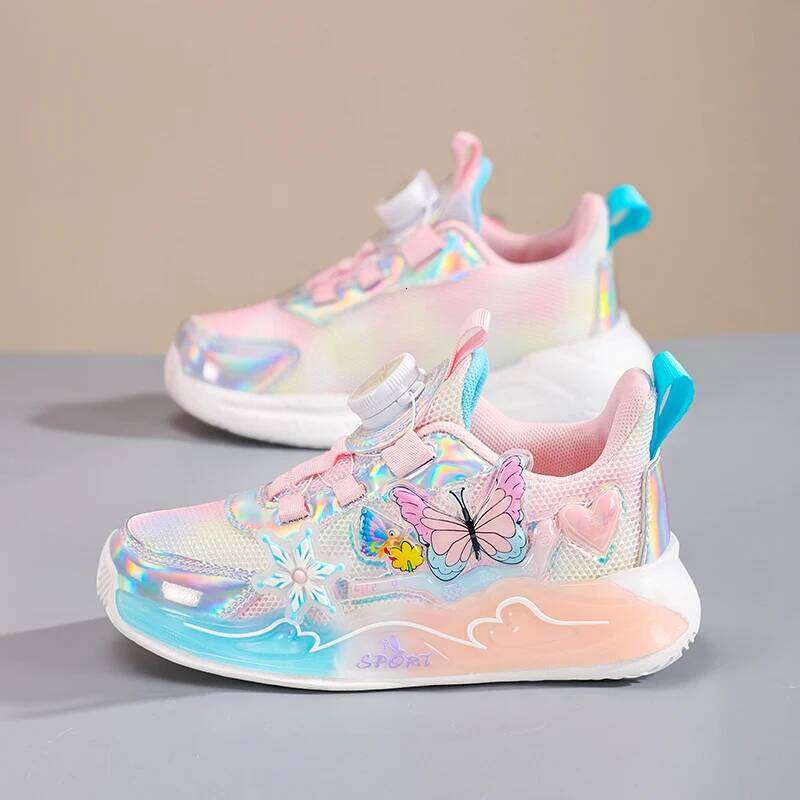 Cute Girls Children Pink Purple Butterfly Printed Kids Running School Sneaker Sports Tennis Shoes for girl 26Y0206