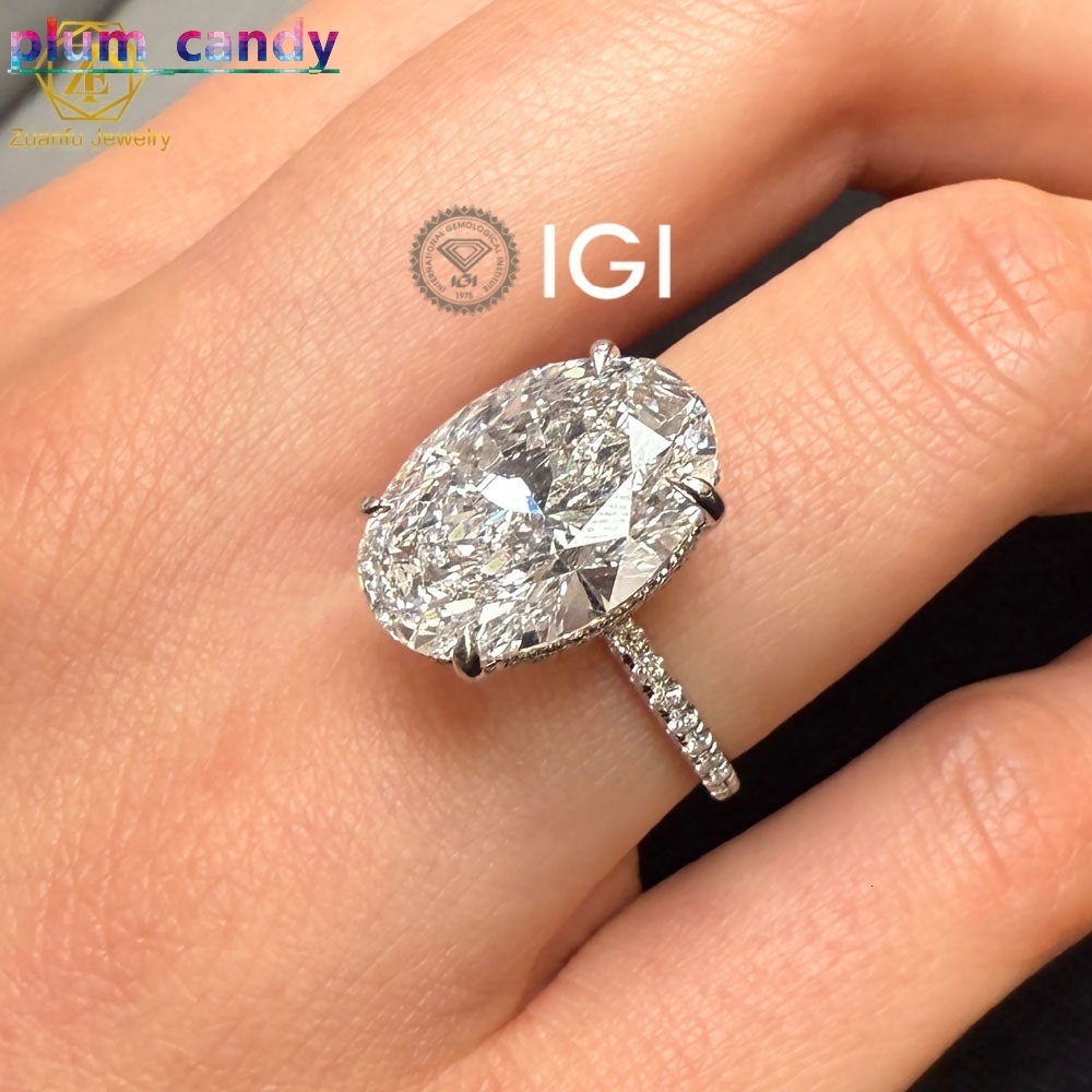 Custom Jewelry Factory 14k/18k Real Gold Large IGI Certified Oval Cut 4ct Lab Grown Diamond Engagement Ring