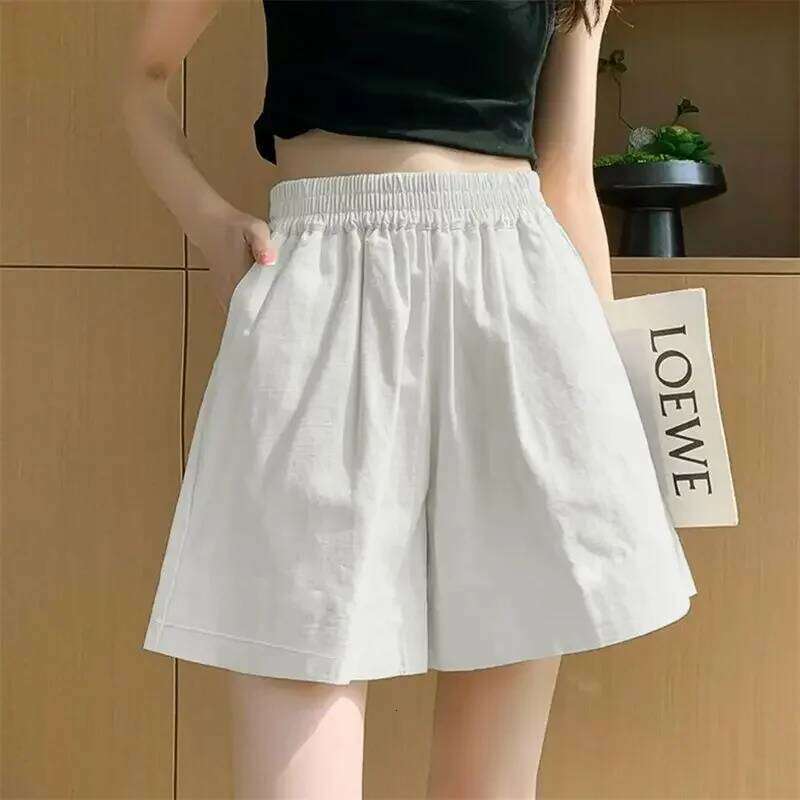 Washed New Elastic Workwear Shorts Women's Small Size Summer Loose Outerwear Wide Leg High Waist Hot Pants XJ260206