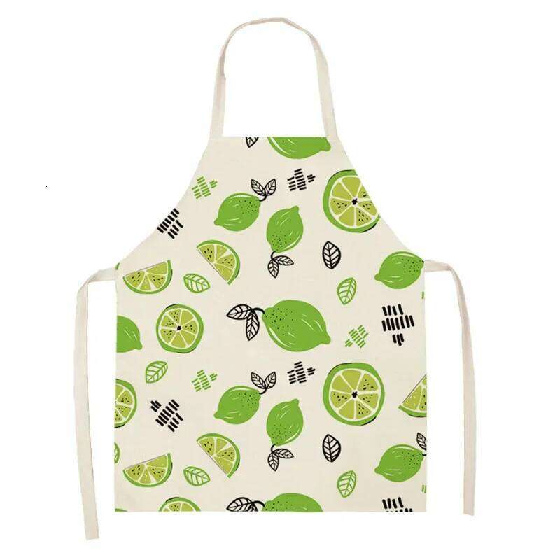 Fruit Cotton Linen Apron Cherry Orange Lemon Printed Kitchen Women Baking Waist Bib Home Cooking Sleeveless Pinafore Delantal S260205 0a0