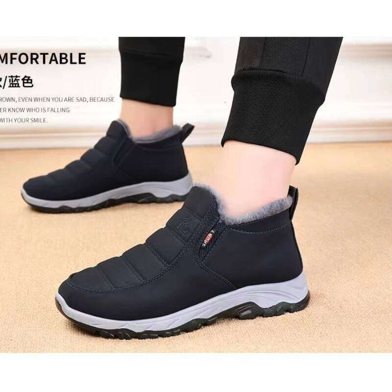 Men'S Winter New Style With Plush Thick Snow Boots Warm Comfortable Cotton Fashionable And Casual Sports Shoes