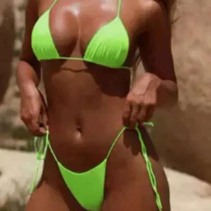 Bikini Swimsuit with Three Points of Sexy Adjustable Lacing and Built-in Cup - Multi-color Swimwear Woman 2025 High Waisted Z260206