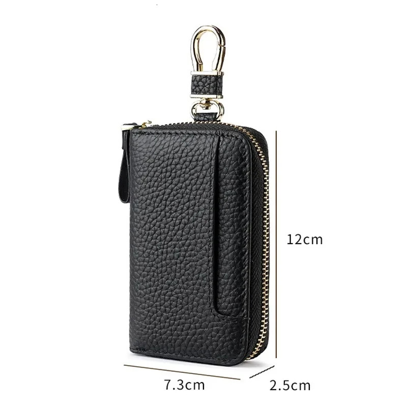 Men Genuine Leather Key Wallet Portable Car Key Pouch Bag Women Card Holder Case Zipper Coin Pocket Male Money Bag Key Organizer 260129