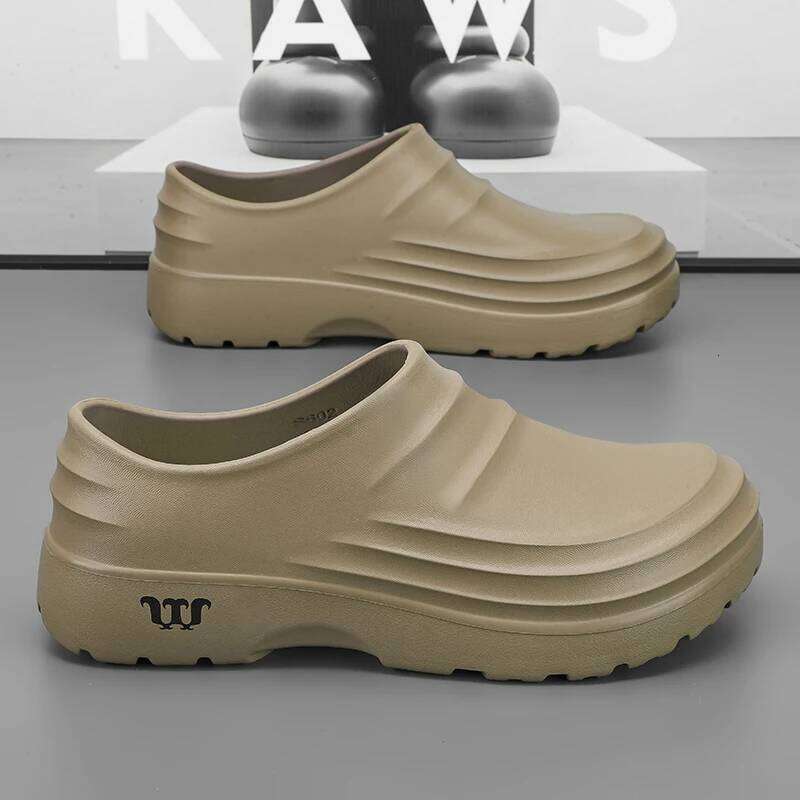 Summer Chef's Shoes Anti Slip Resistant Lazy Slipper Fashionable Beach Fishing Outdoor Wear Trendy Flat Slippers Men