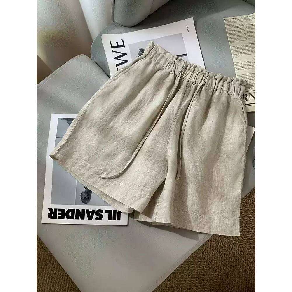 Cotton Wide Leg ort Women Summer Loose Lazy Sle Slim A-Line Bloomer Pants Linen Casual Five-Quarter Hot Pants... XJ260206