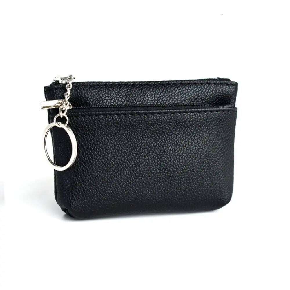 Portable Zipper PU Leather Coin Pure Color with Key Ring Mini Purse Change Bag Card Pocket Short Wallet Women Y260206