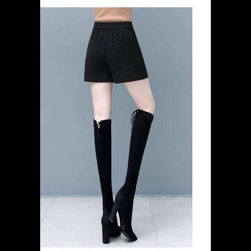 For Women Autumn Winter New Arrival High Waist Loose A Line Wide Leg Slim Fit Corduroy Outerwear Boot Shorts XJ260206