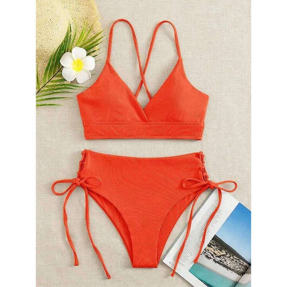 Sexy bandage high waist Brazilian Bikinis Sets Swimsuit Swimwear Swimming Suit for Women 2023 New Bikini Mujer Biquinis XJ260206