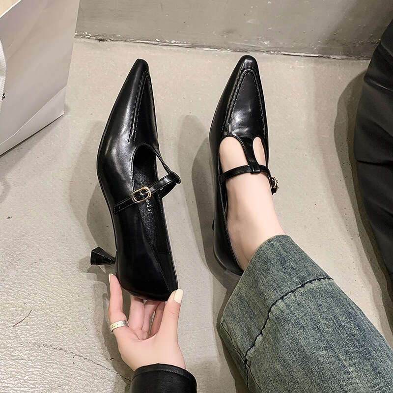 With Box White Pointed Toe Mary Jane Design Shoe Retro British Style kitten heels Elegant Fashion Shoes for Women Free Gift