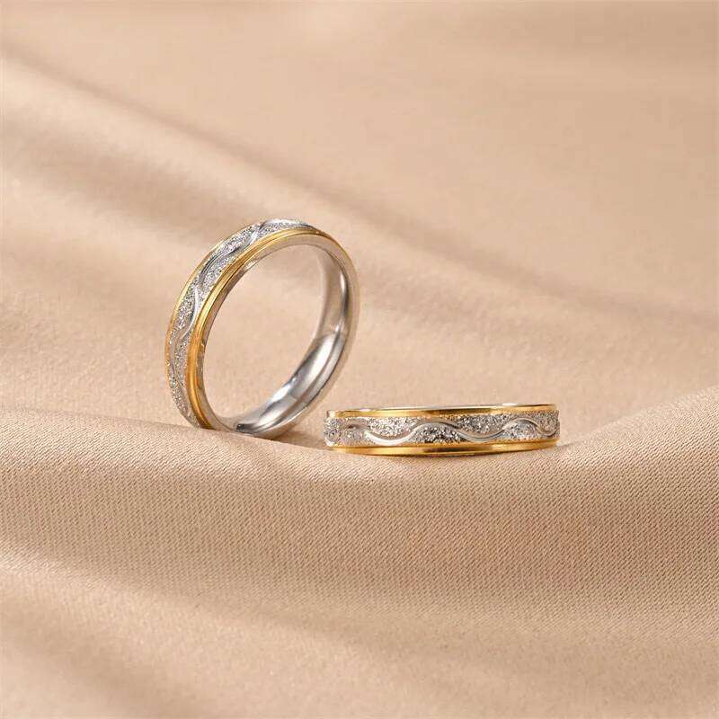 Korean Couple Lover Engagement Rings Women Men Stainless Steel Ring With Zircon Fashion Jewelry for Wedding Size 5-13 W260206