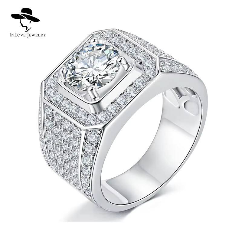 Wholesale Mens Fashion Jewelry Shape 1CT-5CT Moissanite Diamond Silver 925 Rings Stylish 2CT-3CT Moissanite Diamond Wedding