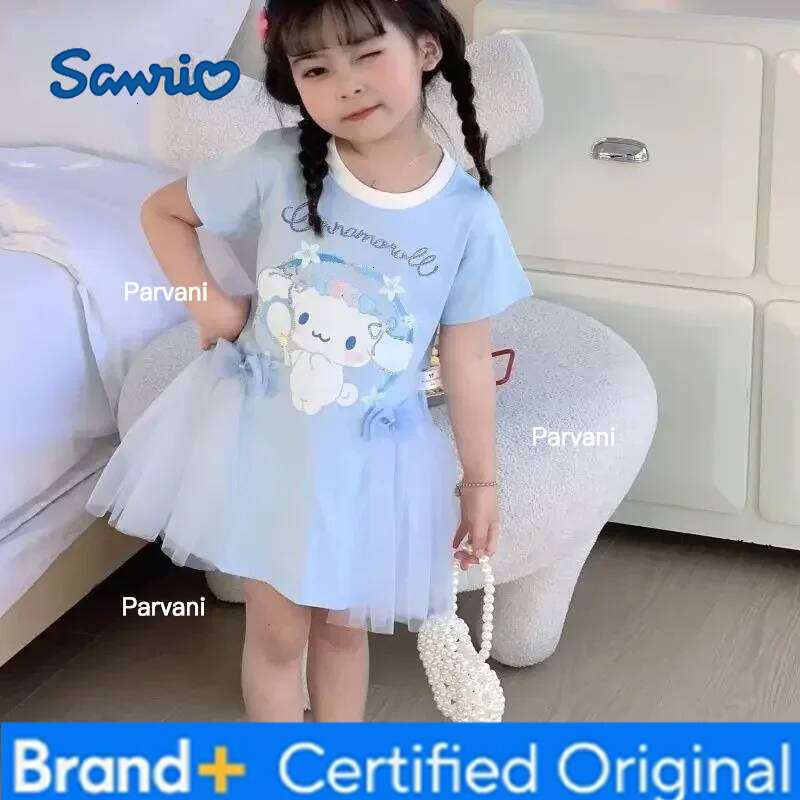 Sanrio kuromi children girl short sleeve hello kitty T-shirt dress summer cute cartoon princess skirt H260206 - view 7