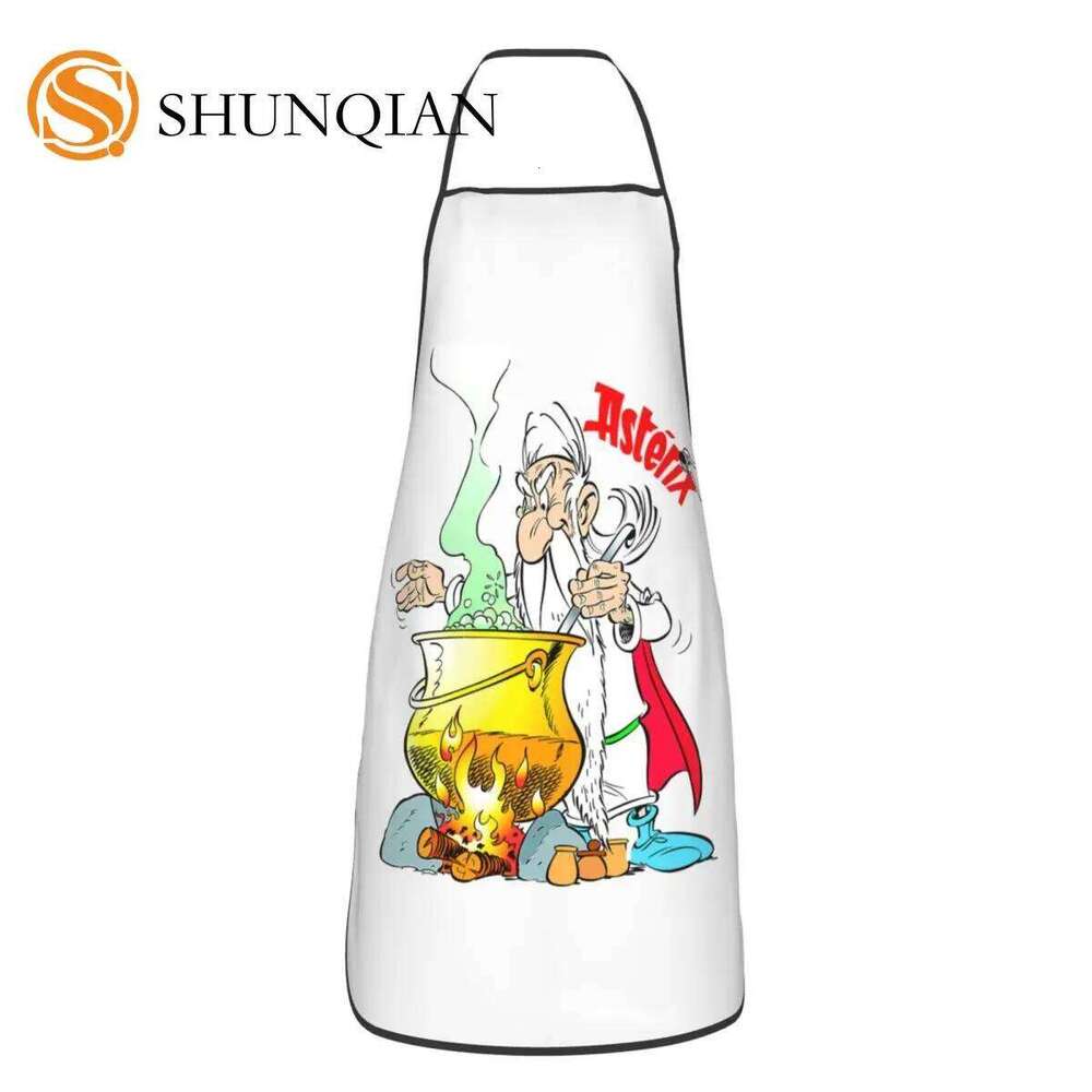 Custom Asterix And Obelix Aprons for Men Women Unisex Adult Chef Cooking Kitchen Anime Cartoon Tablier Cuisine Painting S260205