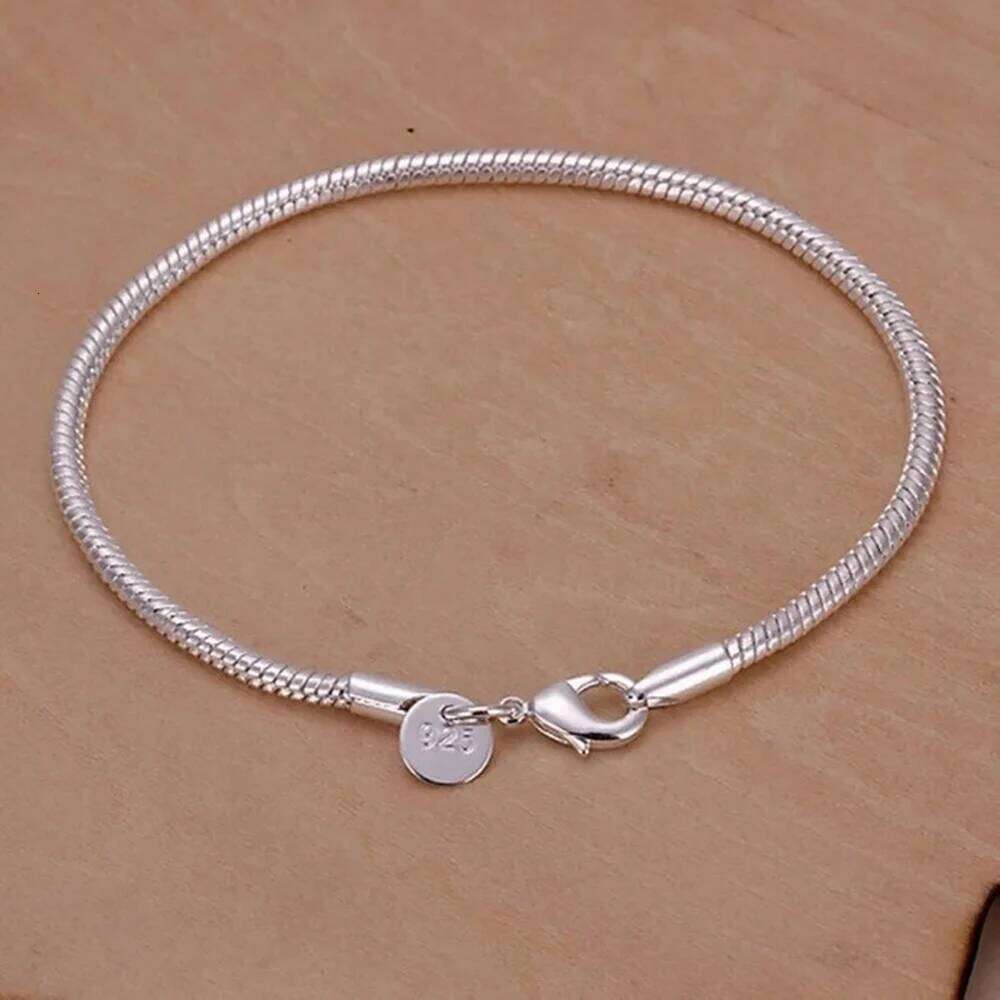 925 Silver 3MM Snake 16-23CM Chain Bracelet Fashion Party Gifts Jewelry for Women Men punk Accessories 26H0206