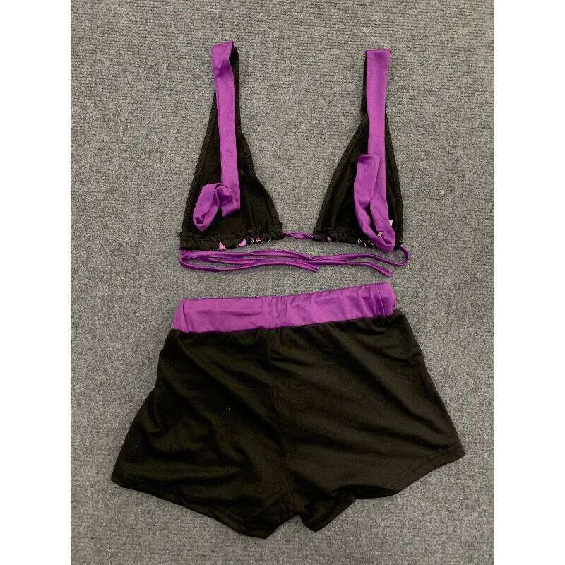 Retro printed cute set bikini sexy women's bath fashion camisole vacation low waist two-piece split swimsuit Z260206