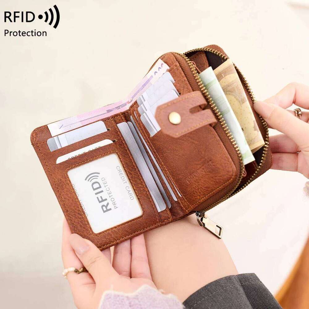 Women's Short Wallet, RFID Anti-Theft Multifunctional Coin Purse,Compact Portable,Snap Closure,with Multiple Card Slots&Key Ring Y260206