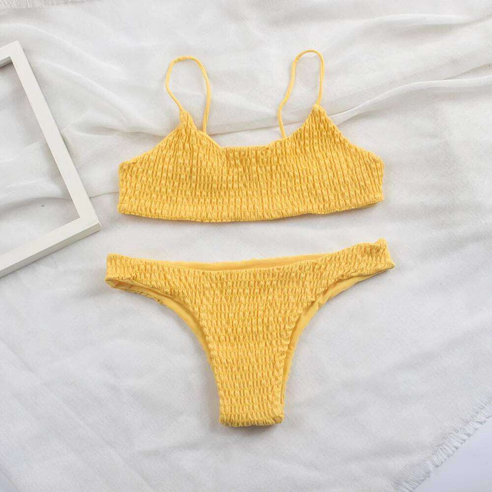 Sexy Pleated Bikinis 2026 Mujer Swimsuit Swimwear Women Female Brazilian Bikini Set Beach Wear High Cut Bathing Suit 313 XJ260206