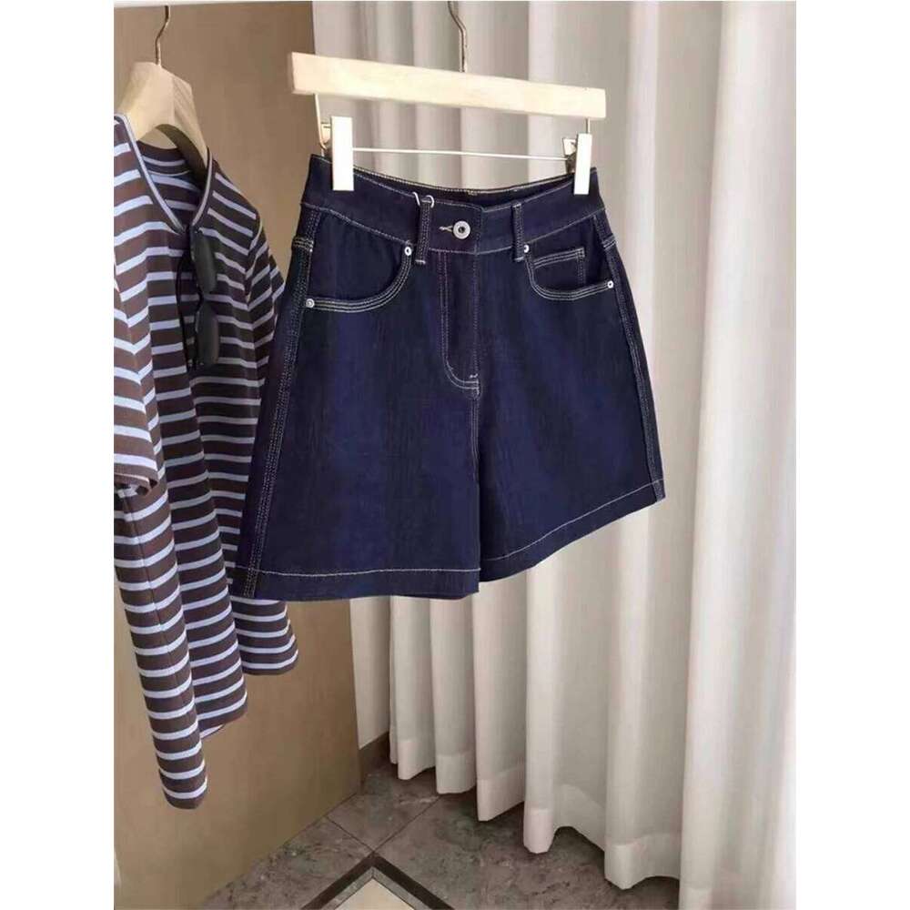 Large Size Dark Blue Women's Denim Shorts Summer Ladies Thin High Waist Straight Tube A-line Hot Pants Daily Casual Bottoms Tide XJ260206