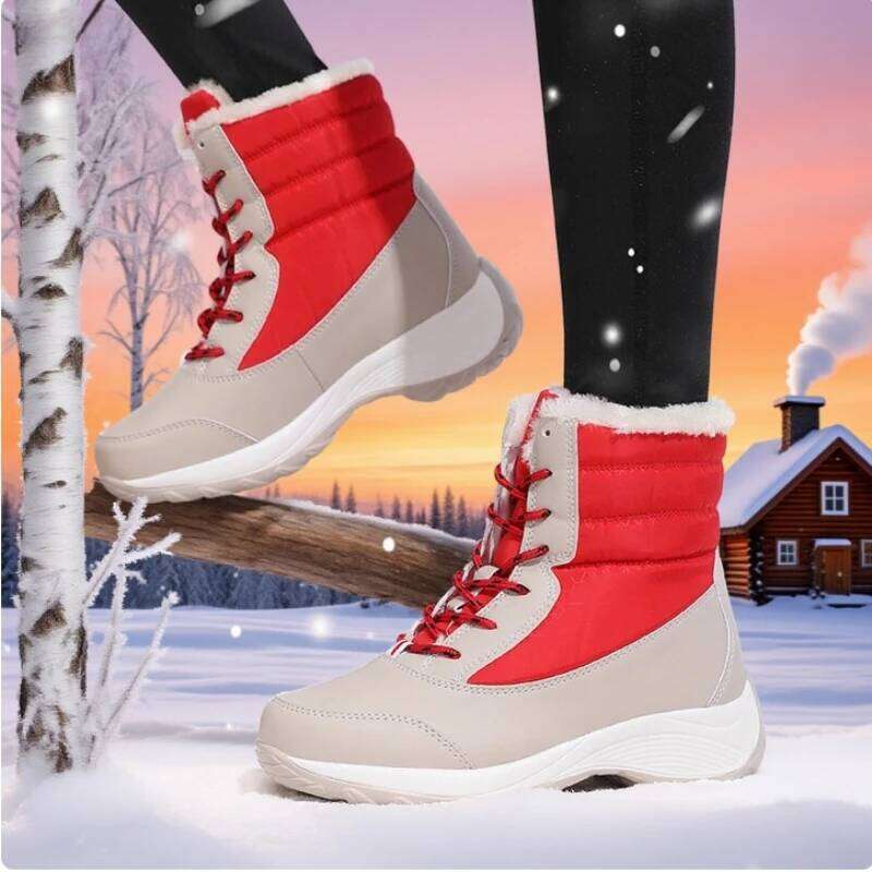 Women Platform Winter High Quality Warm Snow Outdoor Waterproof Hiking Shoes Lace-up Comfortable Ankle Boots