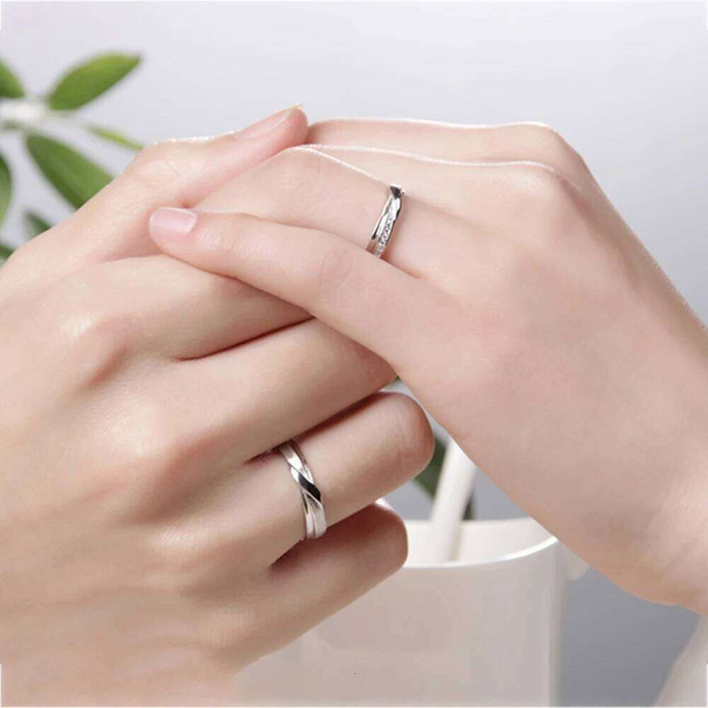 1 Pair Copper Plated Platinum Adjustable Frosting Twist Couple Ring Men Women Overlap Opening Finger Jewelry Deop Shipping W260206