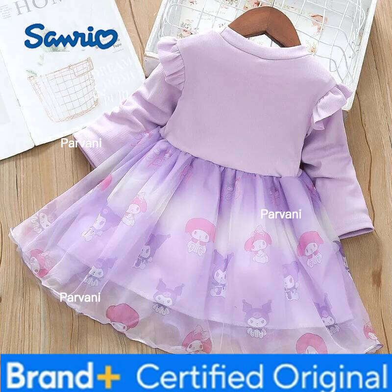 Sanrio New Kuromi Mesh Dress Long Sleeves Princess Tutu Formal Wear Spring Autumn Kawaii Cartoon Girls Clothing Fashion Skirt H260206 - view 5