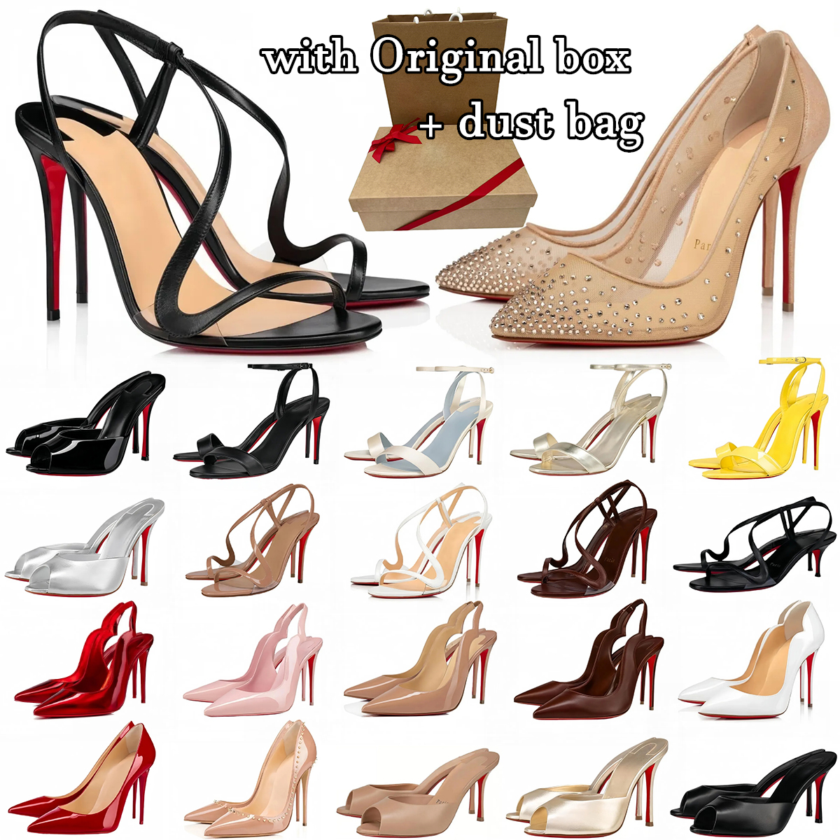 Formal ceremony WITH BOX heels Brand Designer Women's High Heels Red Shiny BottomShoes 6cm 8cm 10cm Stiletto Genuine Leather Woman Pumps with Dust Bag Lady's shoes