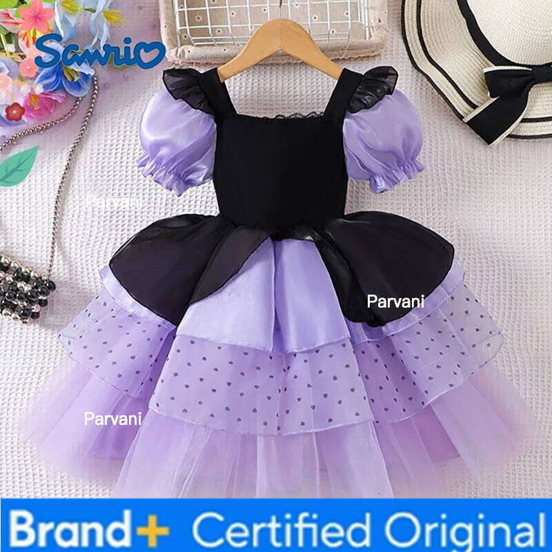 Sanrio New 2026 Girl Vampire Fluffy For Girls Kids Mesh Princess Dress Purple Cool Clothes Lolita Carnival Party Costume H260206 - view 3