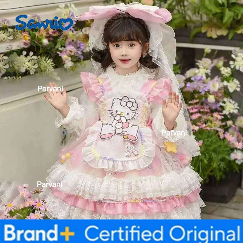Sanrio Hello Kitty Lolita Party Skirt Girl Kids Dress Child Girls Clothes Kawaii Anime Birthday Gift H260206 - view 6