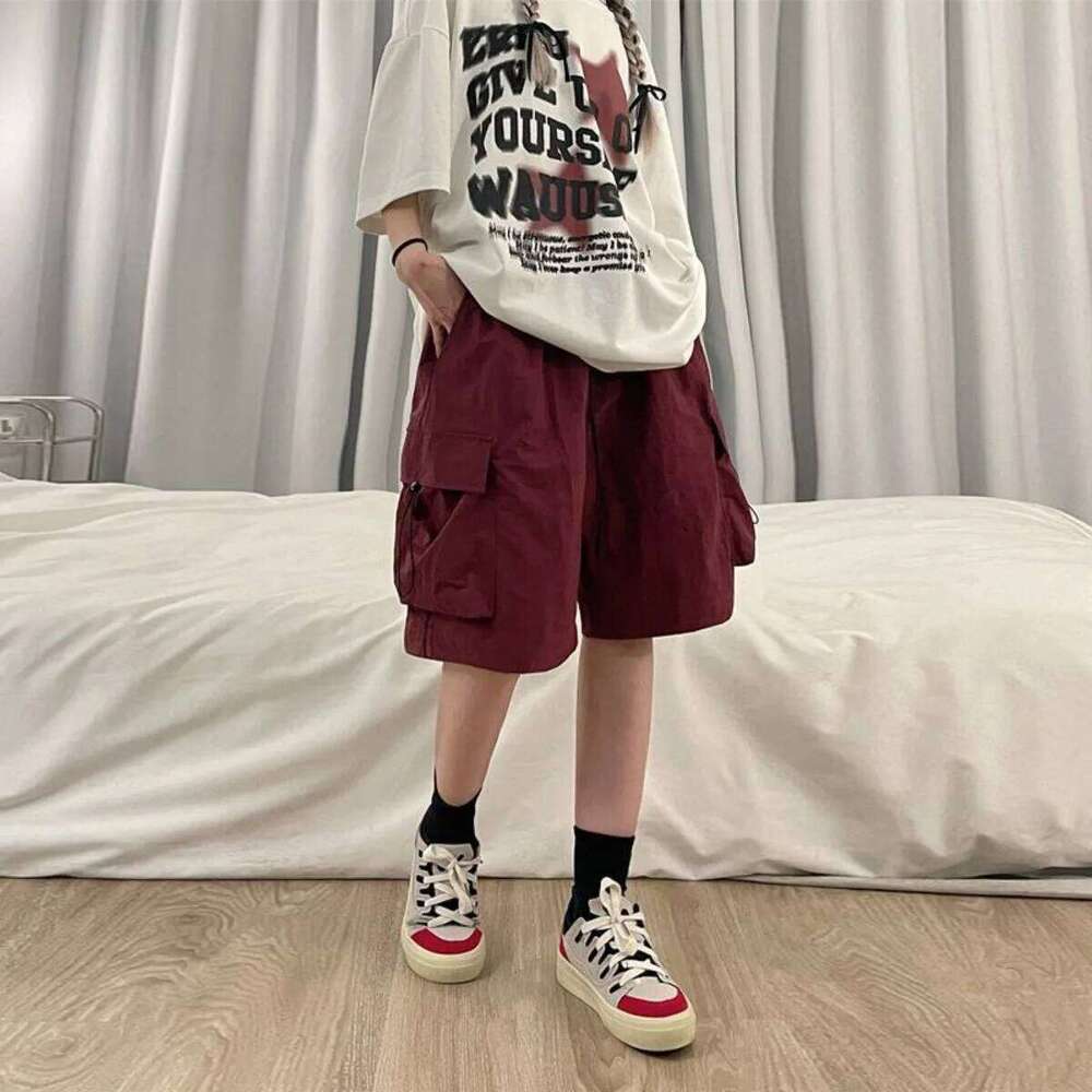 Women High Waist Cargo American Style Streetwear Summer Wide Leg Pants Fashion Female Big Pocket Loose Shorts XJ260206