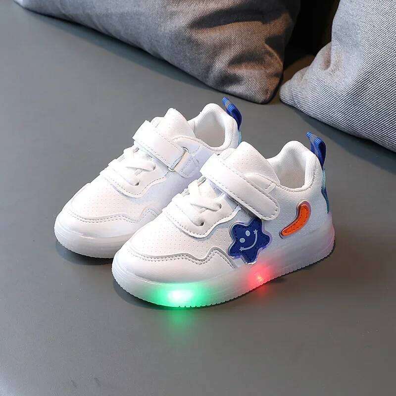 Kids LED Light Casual Boys Cute Cartoon Glowing Sneakers Children Soft Bottom Anti Slip Sports Fashion Girls Shoes H260206