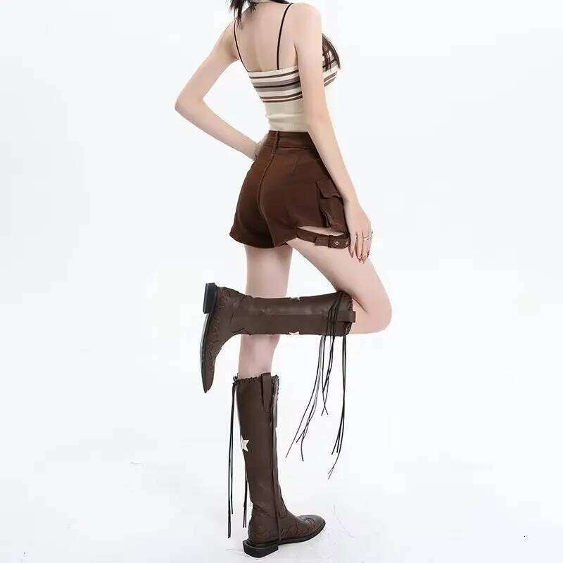 Shorts Women Skinny Creativity Lace-up Popular Streetwear Daily Personality Students Holiday Fashion y2k Sexy American Retro XJ260206