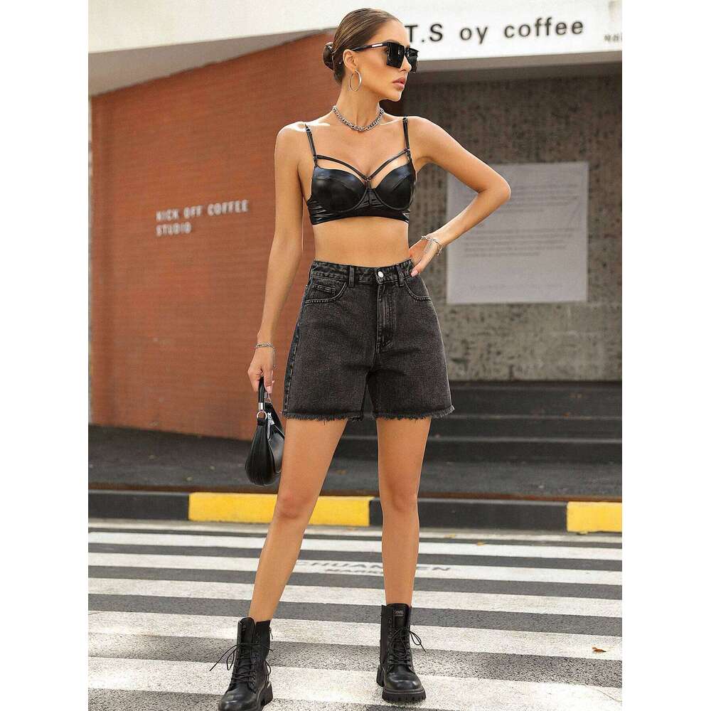 Sexy High-Waisted Jeans Women's European American Loose Style Denim Crossbody Shorts For Summer Fashion Trend C260206