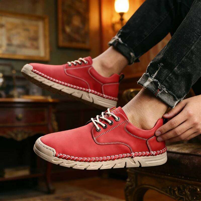 Classic Vintage Low-top Durable Lightweight Handmade Men's Casual Business Shoes for Jeans Pants All-match Footwear
