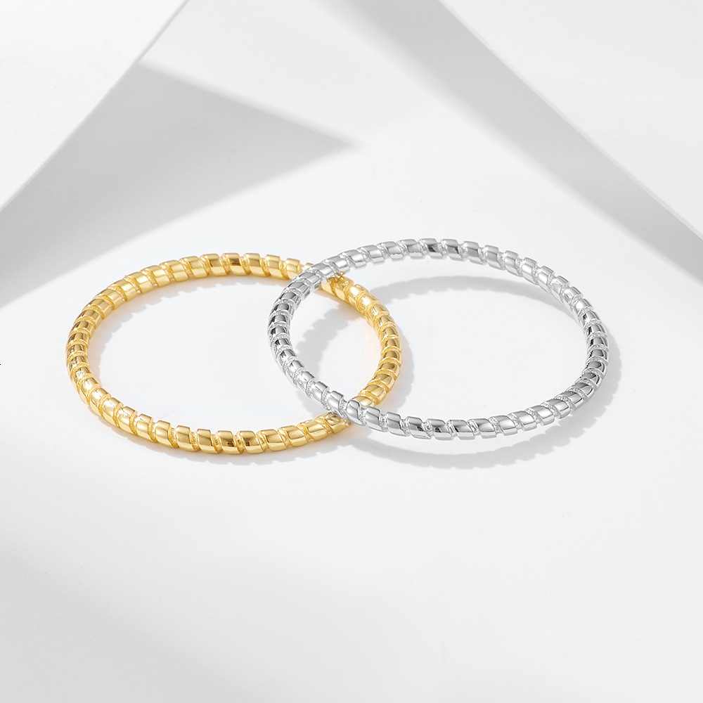 Korean-style s925 sterling silver plain twisted for women, fashionable spiral design, unique and versatile, minimalist style thin ring