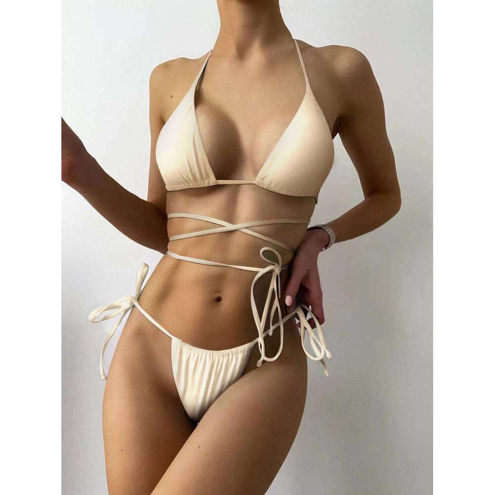Summer Set 2022 Sexy Bikini Multicolor Thong Swimwear Women Bandage Solid Swimsuit Micro Beachwear Z260206